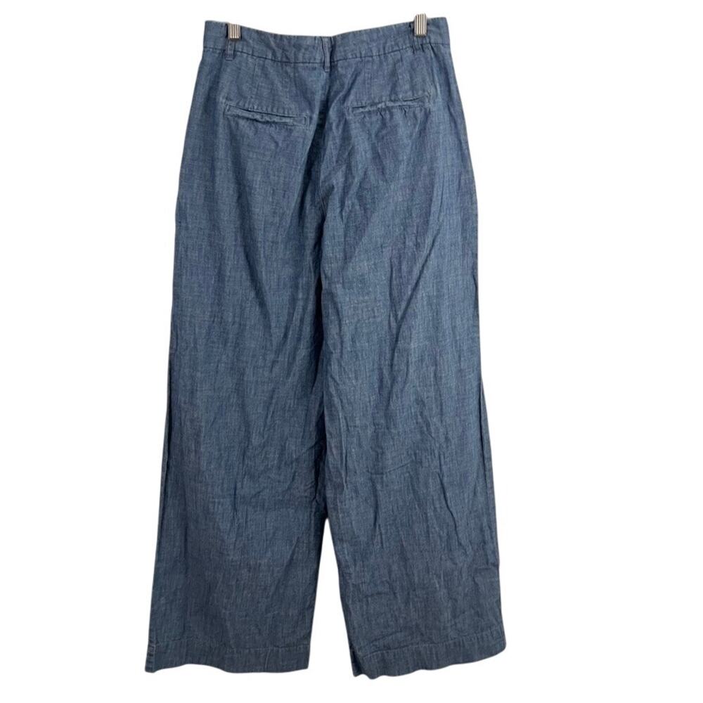 Lauren Ralph Lauren Blue Chambray Pleated Wide Leg Pants Women Size 6 - Picture 2 of 11